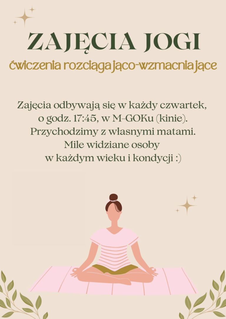 Plakat o zajęciach jogi