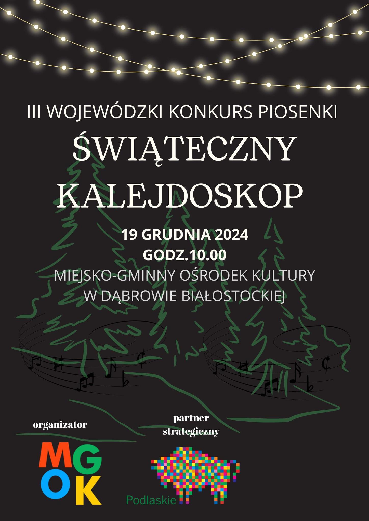 Plakat konkursu wokalnego świąteczny kalejdoskop