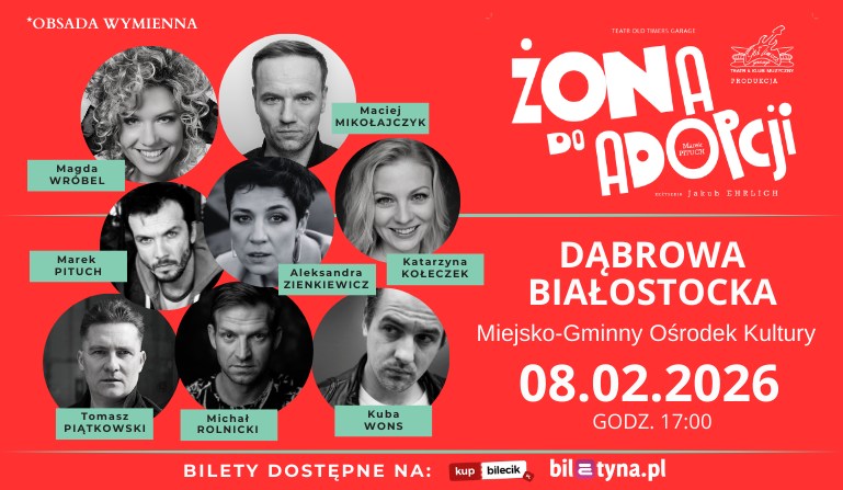 Plakat na spektakl żona do adopcji