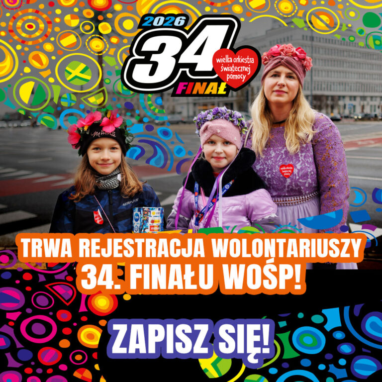 Plakat o rejestracji wolontariuszy WOŚP