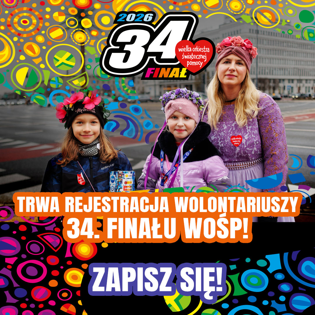 Plakat o rejestracji wolontariuszy WOŚP