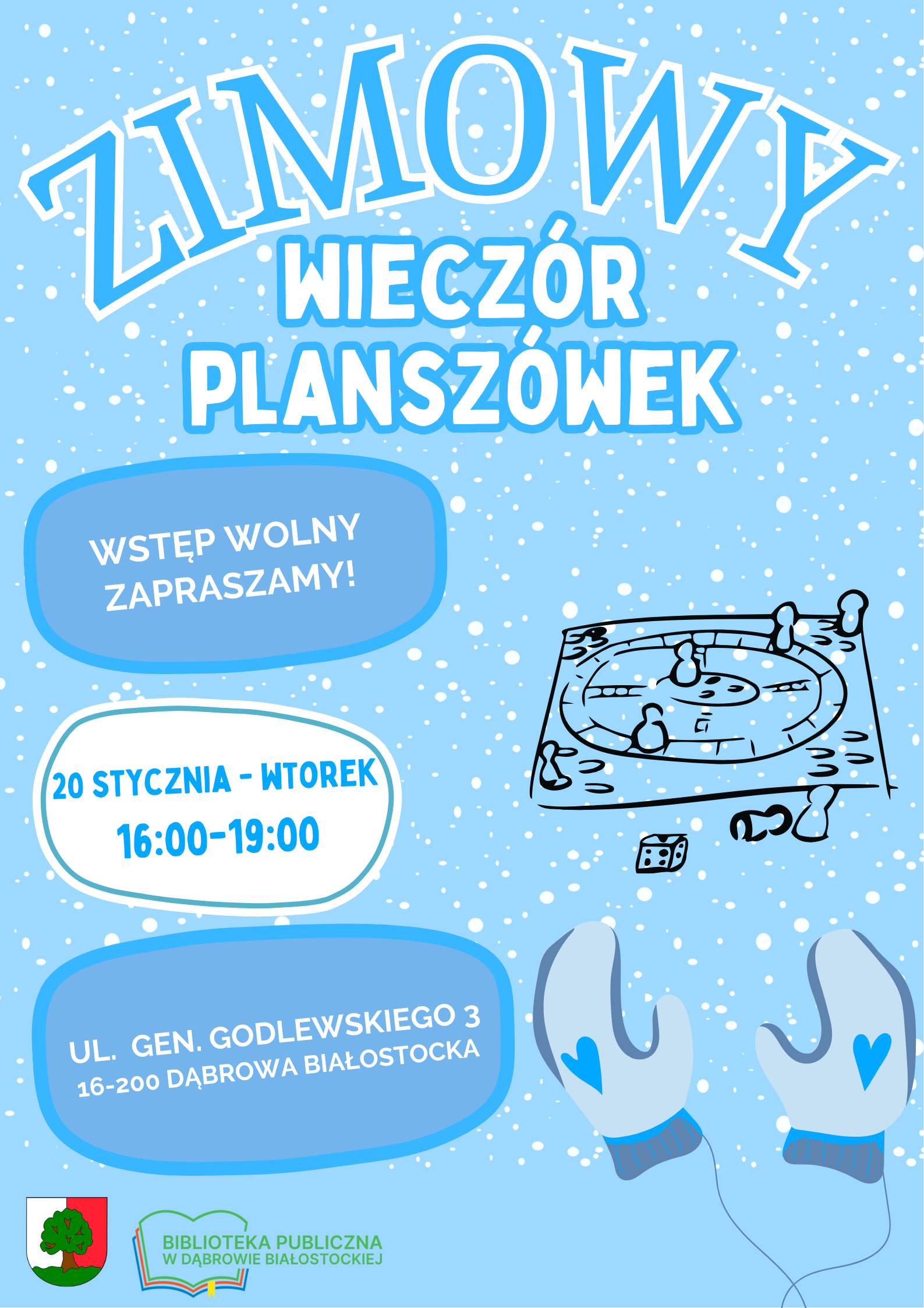 Blue Pink Cute Funny Illustration Kids Winter Camp Poster