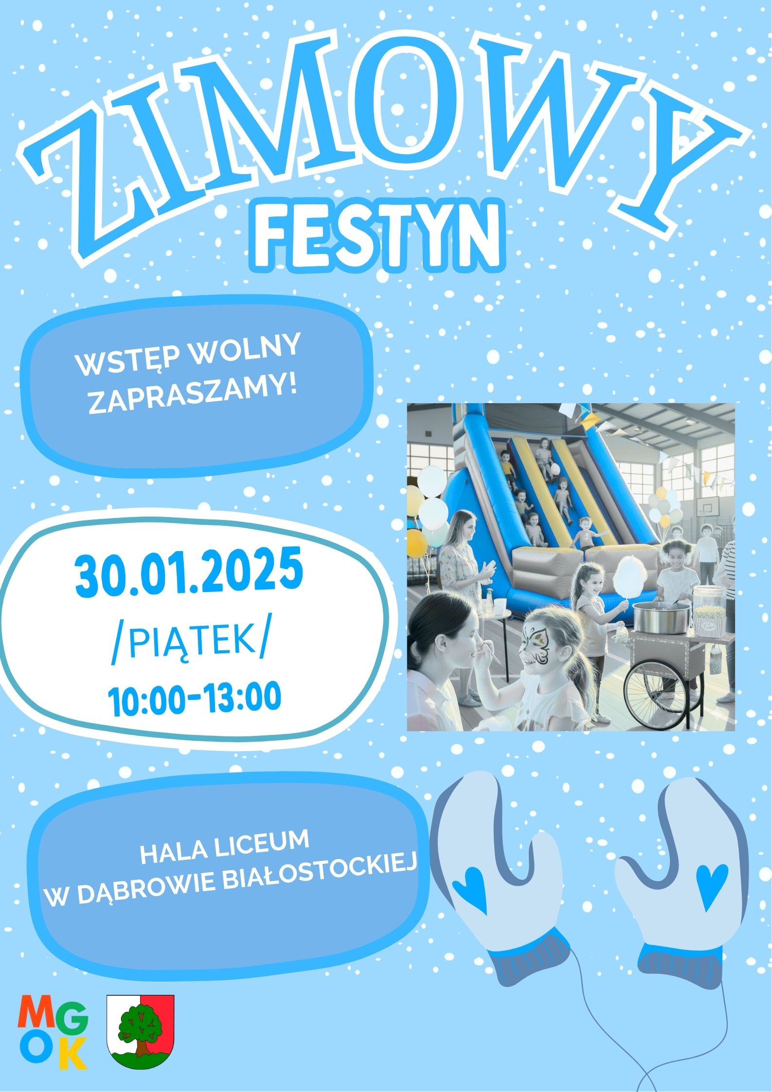 Blue Pink Cute Funny Illustration Kids Winter Camp Poster(5)