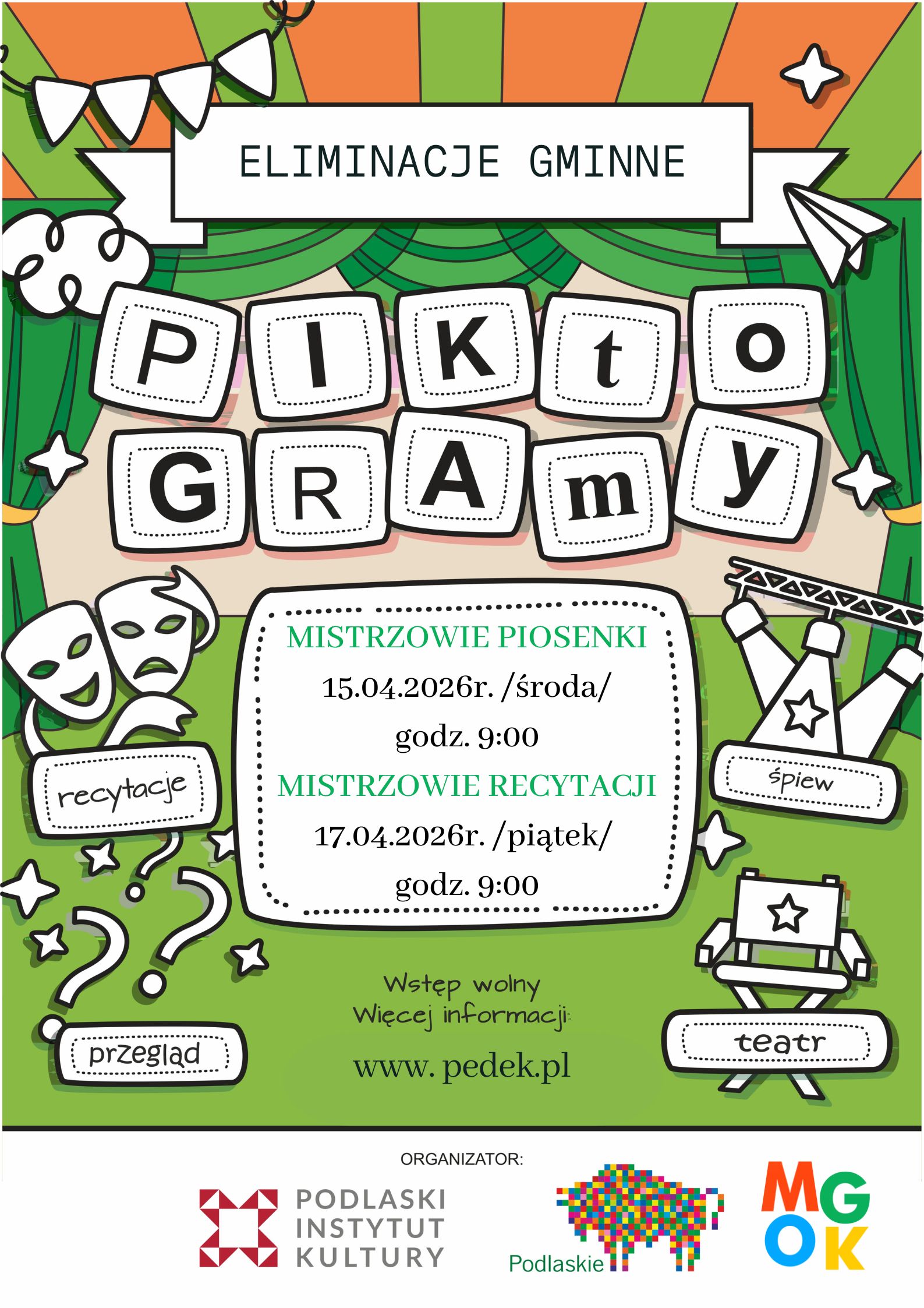 Kopia – Miejsko - Gminny Ośrodek Kultury w Dąbrowie Białostockiej zaprasza dzieci i młodzież do udziału w GMINNYCH ELIMINACJACH